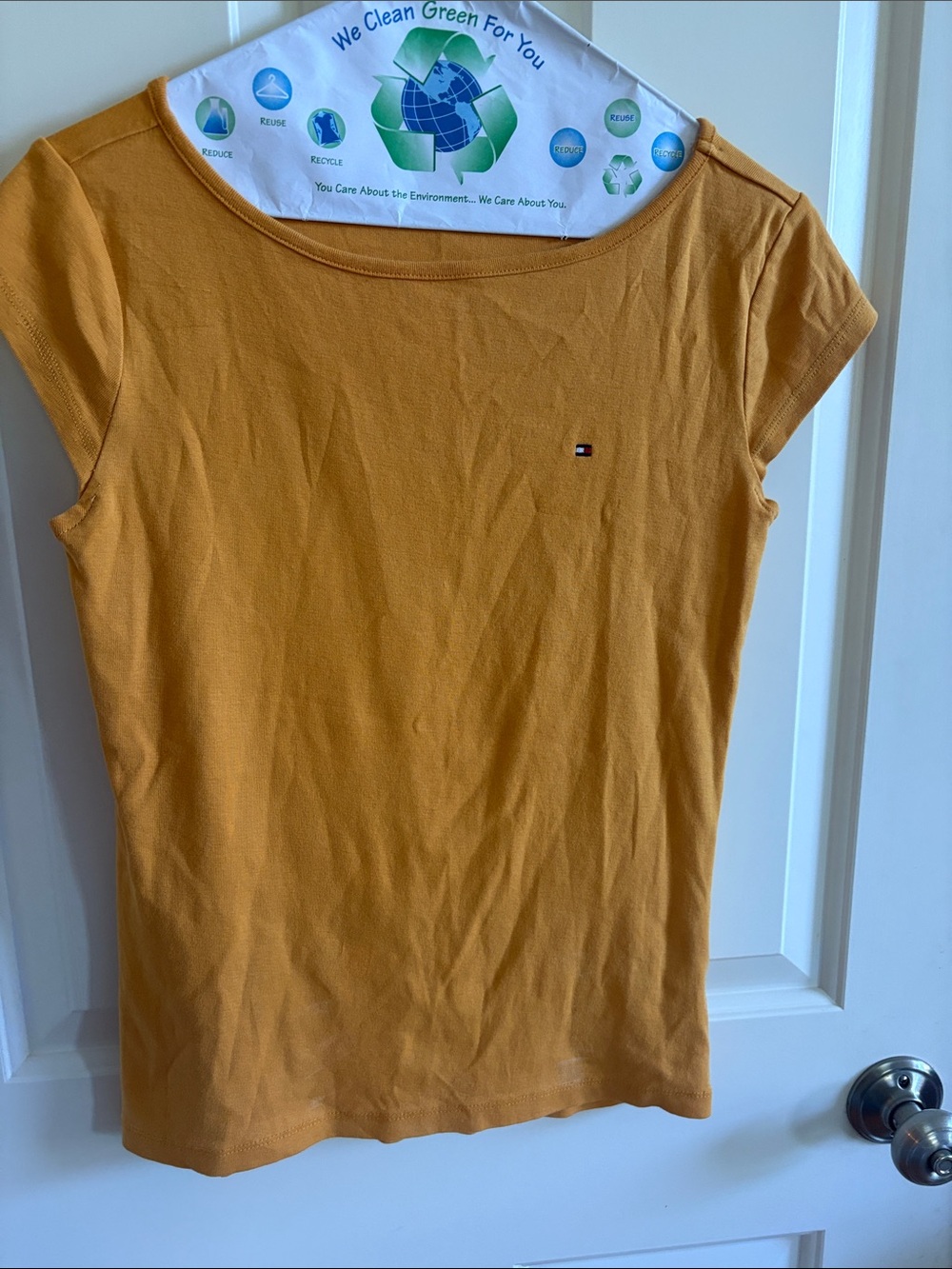 Tommy Hilfiger Women's Mustard Short Cap Sleeve Tee